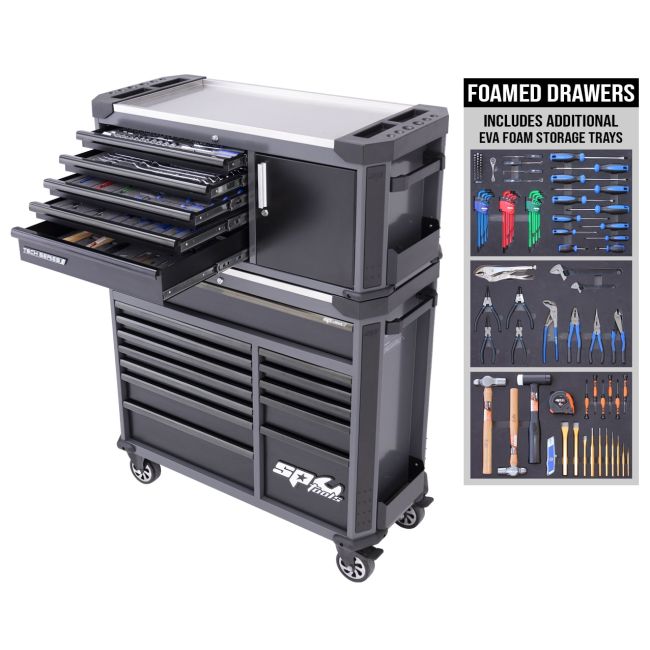 SP Tools Tool Kit 346PC Met/SAE Diamond Black 18DR Top+Roll SP52384DX