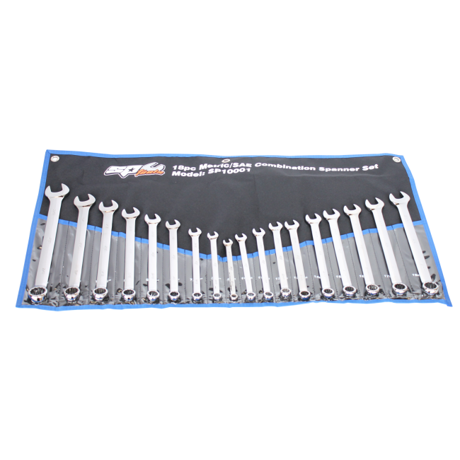 SP Tools Spanner Set 18 Piece Metric/Sae Combination Wrench SP10001