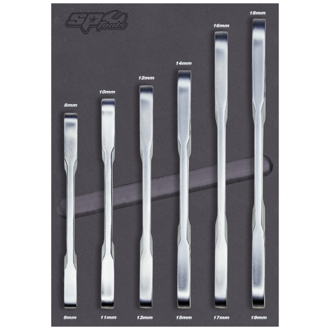 SP Tools 6pc Metric & SAE Ratcheting Flare Nut Spanner Set SP10046