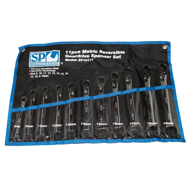 SP Tools Spanner Set Roe Reversible Geardrive 11Pc Metric SP10111