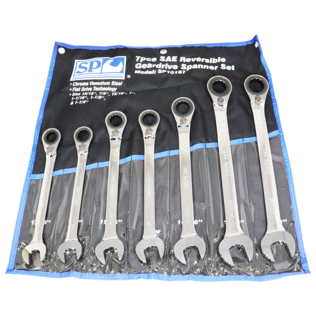 SP Tools Spanner Set Roe Reversible Geardrive 7Pc Sae SP10167