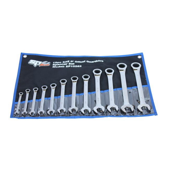 SP Tools 12PC SAE 0 Degree Offset Gear Drive Spanner Set SP10262