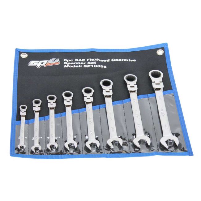 SP Tools Spanner Set 8 Piece Flexhead Sae Gear Drive SP10358