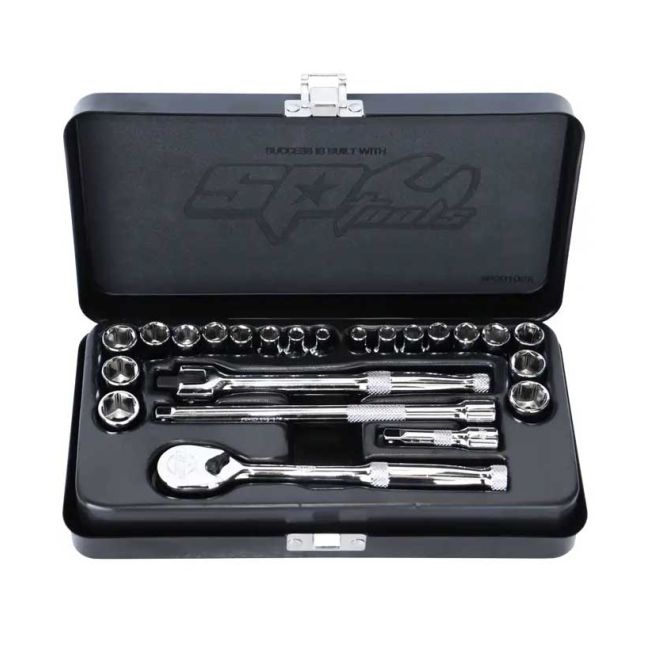 SP Tools 23PC 1/4"Dr Metric/SAE 6PT Black Series Socket Set SP20102X