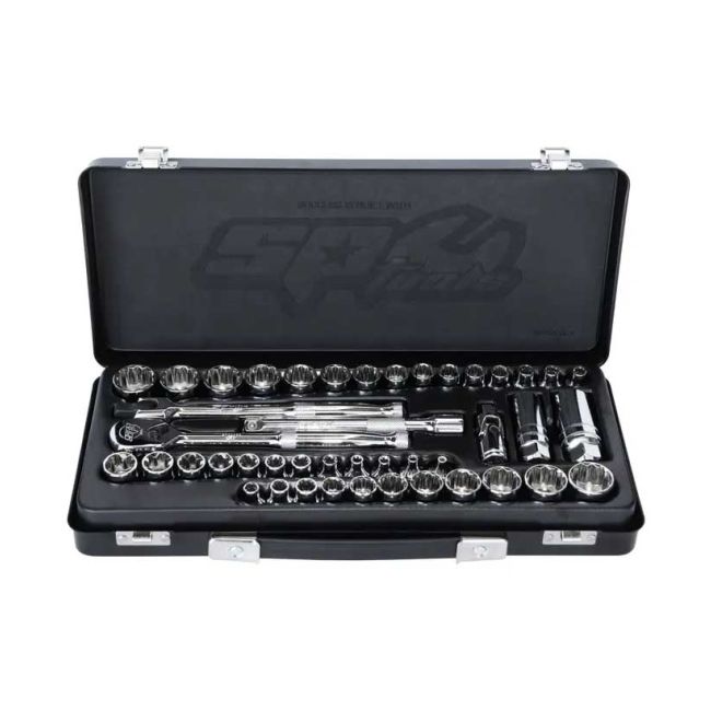 SP Tools 44PC 3/8"Dr Metric/SAE/E-Torx 12PT Black Series Socket Set SP20200X