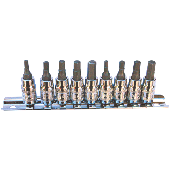 SP Tools Socket Rail 1/4Dr Inhex Metric/Sae 9Pc SP20540