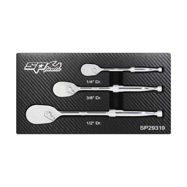 SP Tools 3PC 1/4", 3/8" & 1/2"Dr Sealed Head Multi-Drive Ratchet Set SP29319