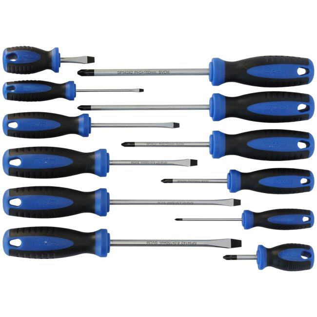 SP Tools Screwdriver Set 12 Piece Premium Slotted/Phillips SP34002