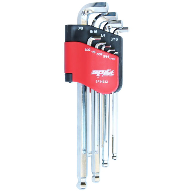 SP Tools Hex Key Set Ball Drive 9 Piece Stubby Colour Coded Sae SP34532