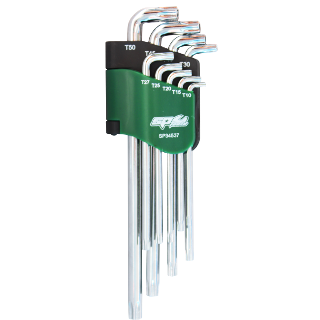 SP Tools Hex Key Set 9 Piece Stubby Tamper Proof Colour Coded Torx SP34537