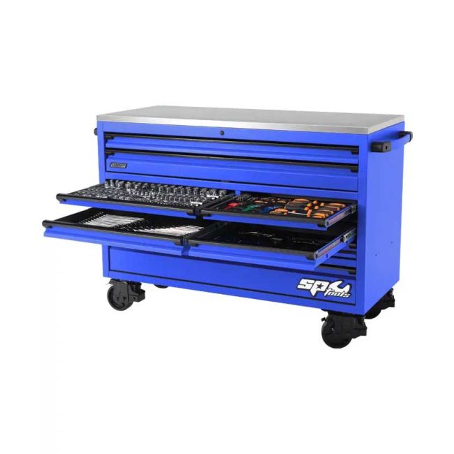 SP Tools 465PC 59" USA Sumo Series Roll Cabinet Tool Kit Customised Edition Metric/SAE - Blue SP50807BL