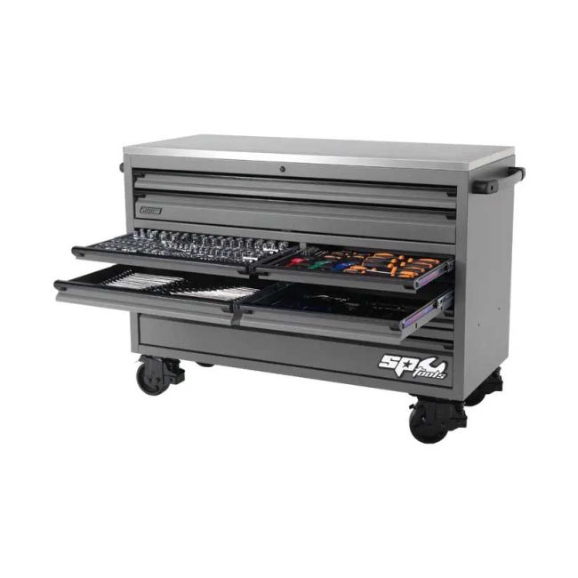SP Tools 465PC 59" USA Sumo Series Roll Cabinet Tool Kit Customised Edition Metric/SAE - Matte Grey SP50807GY