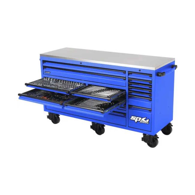 SP Tools 465PC 73" USA Sumo Series Roller Cabinet Tool Kit Metric/SAE - Blue SP50827BL 