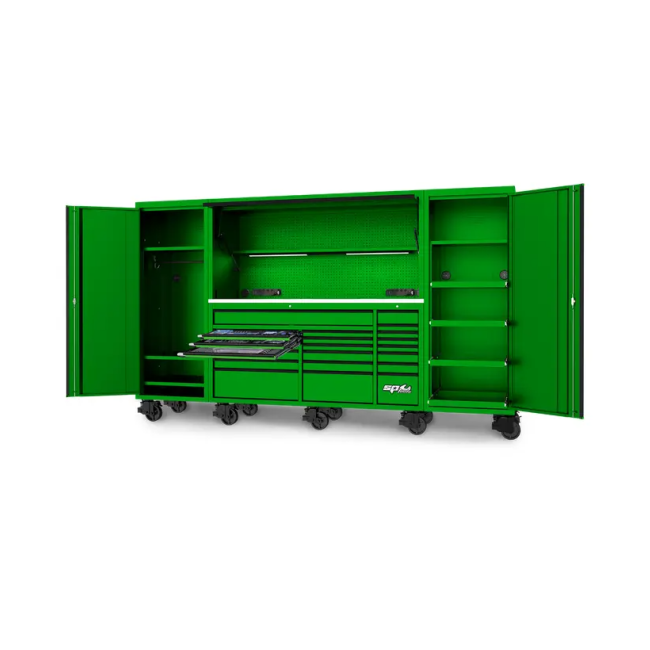 SP Tools 1017Pc Metric/SAE USA Sumo Series 128" Roller Cabinet Toolkit Green SP50855G