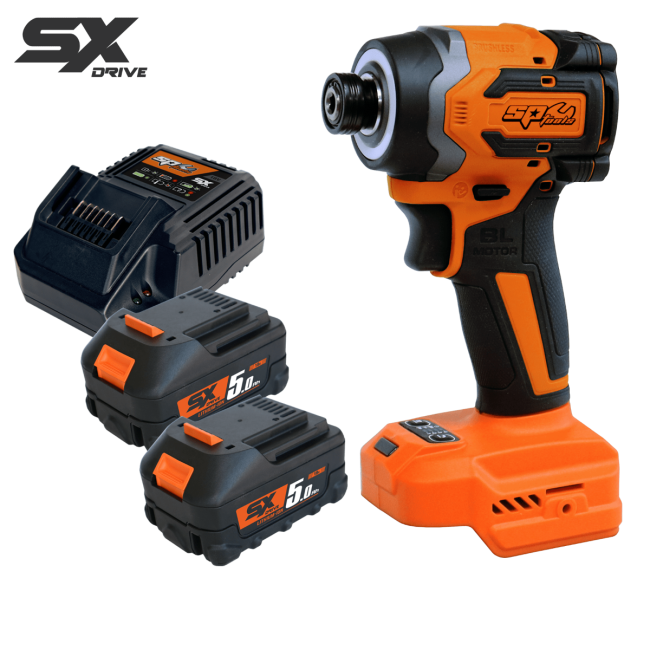 SP Tools 2x 5.0Ah 18V 1/4" Hex Bit Brushless Impact Driver Kit SP83147
