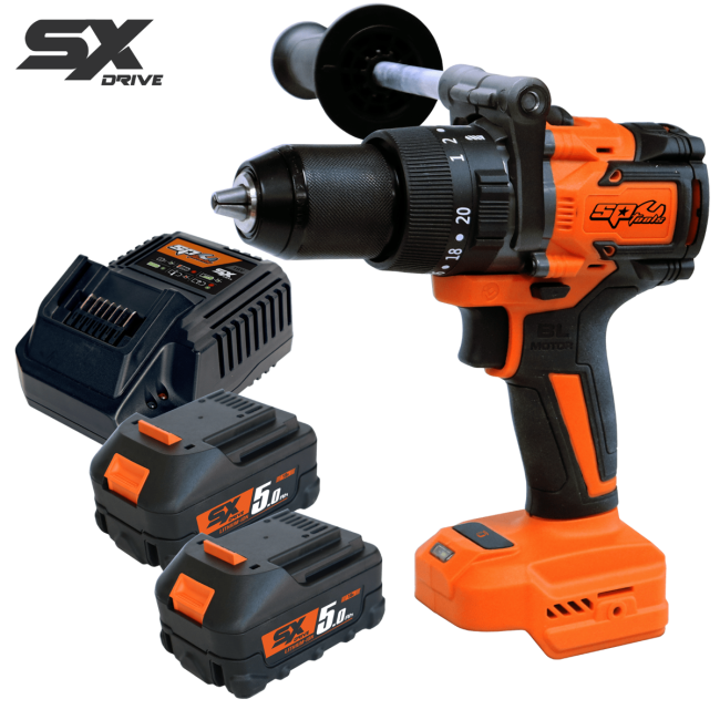 SP Tools 2x5.0Ah 18V 1/2" Brushless Hammer Drill Driver Kit SP83244