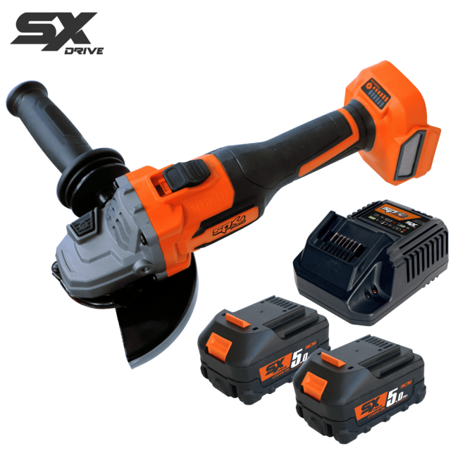 SP Tools 2x5.0Ah 18V 125mm Brushless Angle Grinder Kit SP83311