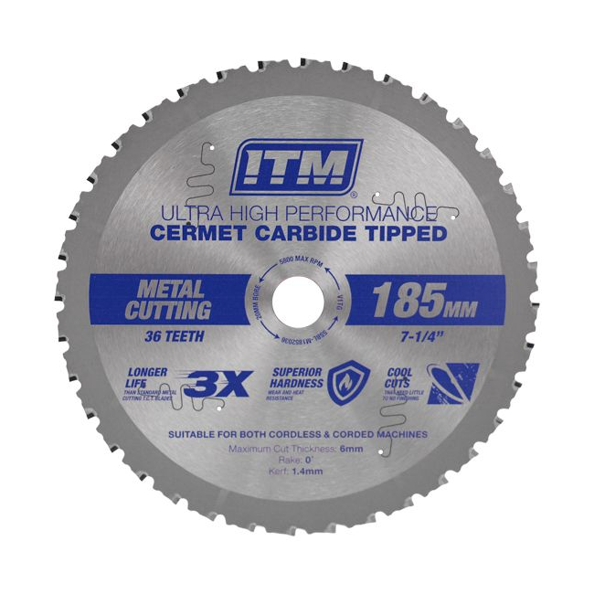 ITM 185MM 36 Tooth Cermet Carbide Tipped Metal Cutting Blade SSBL-M1852036
