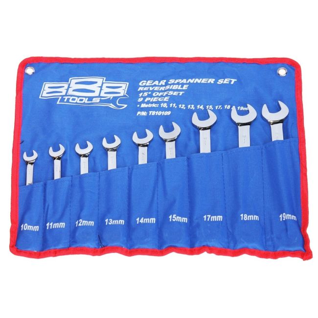 888 Tools Spanner Set 9 Piece Metric Gear ROE Reversible Ratcheting T810109