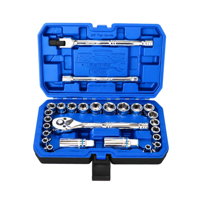 888 Tools 26PC 3/8"Dr Metric/SAE 6PT Socket Set T820222