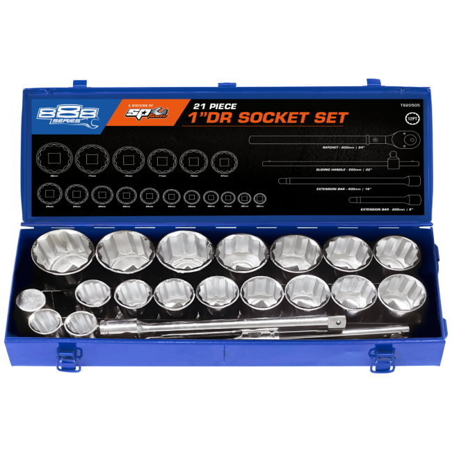 SP Tools 1"Dr 21PC 12PT Metric Jumbo Socket Set T820505