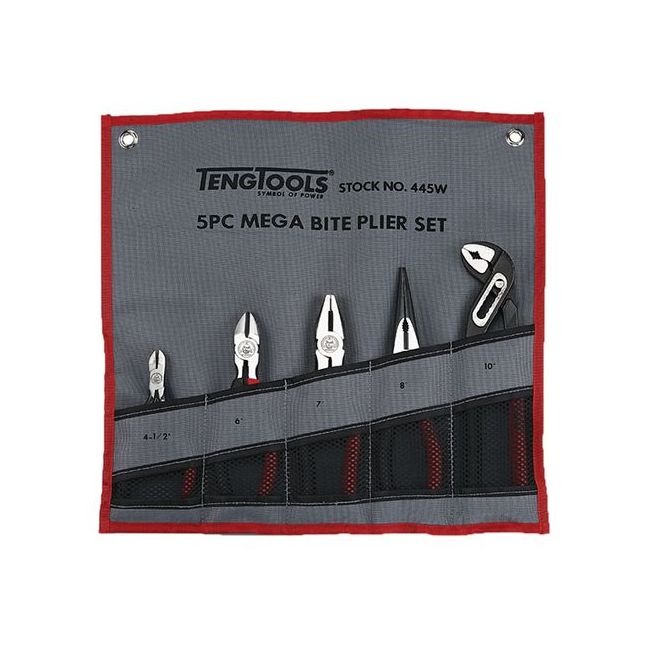 Teng 5PC Mega Bite Plier Set W/Wallet TE-445W