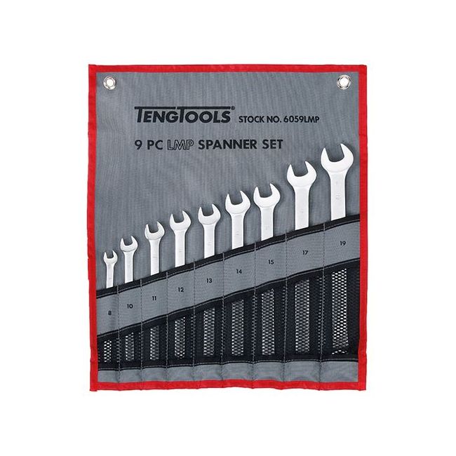 Teng 9PC 8-19MM Long Metric Combination Spanner Set W/Wallet TE-6059LMP