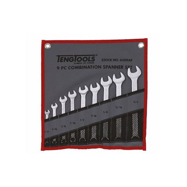 Teng 9PC 1/4"-3/4" AF Combination Spanner Set W/Wallet TE-6509AF