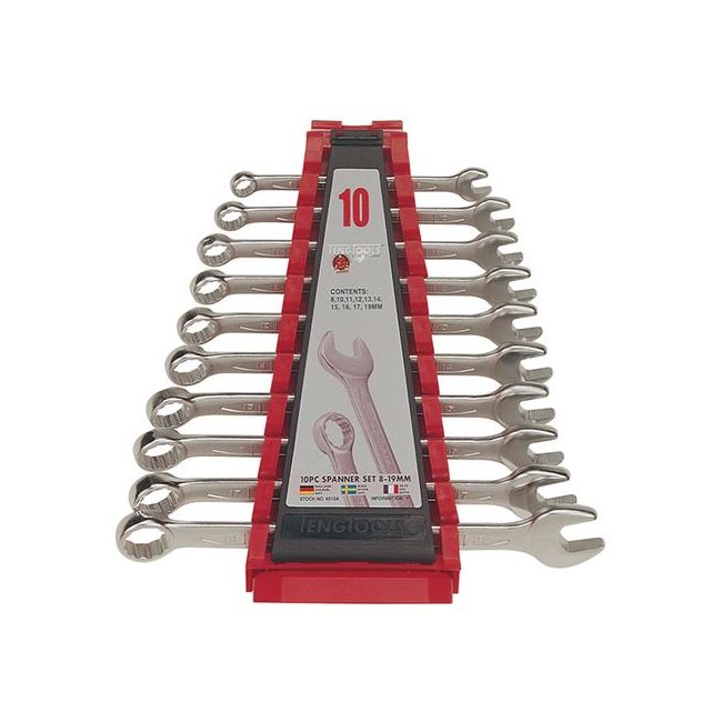 Teng 10PC 8MM-19MM Metric Combination Spanner Set W/Holder TE-6510A