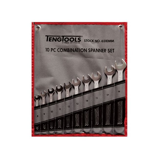 Teng 10PC 8MM-19MM Metric Combination Spanner Set W/Wallet TE-6510MM