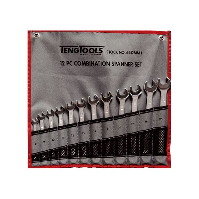 Teng 12PC 8MM-19MM Metric Combination Spanner Set W/Wallet TE-6512MM1