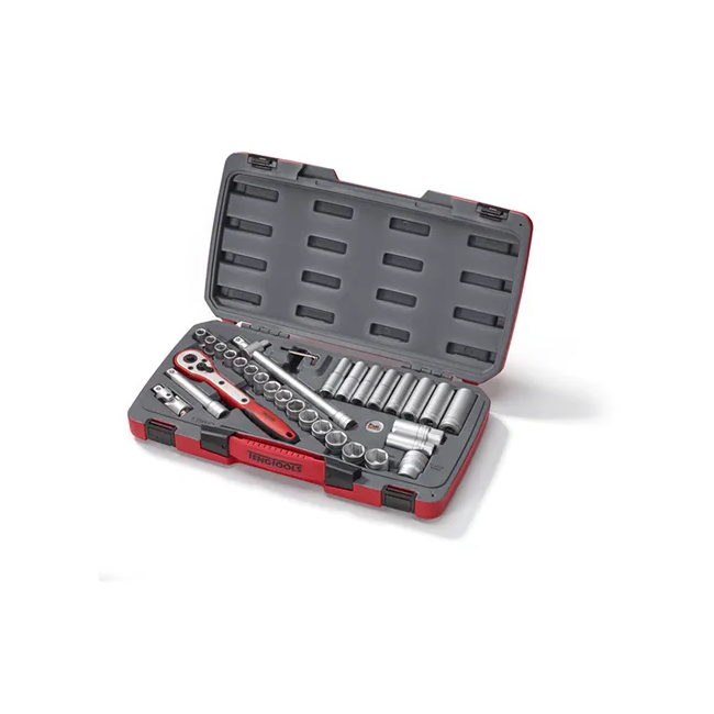 TENG 34PCE 1/2" DR. 6 Point Metric Regular/Deep Socket Set TE-T1234