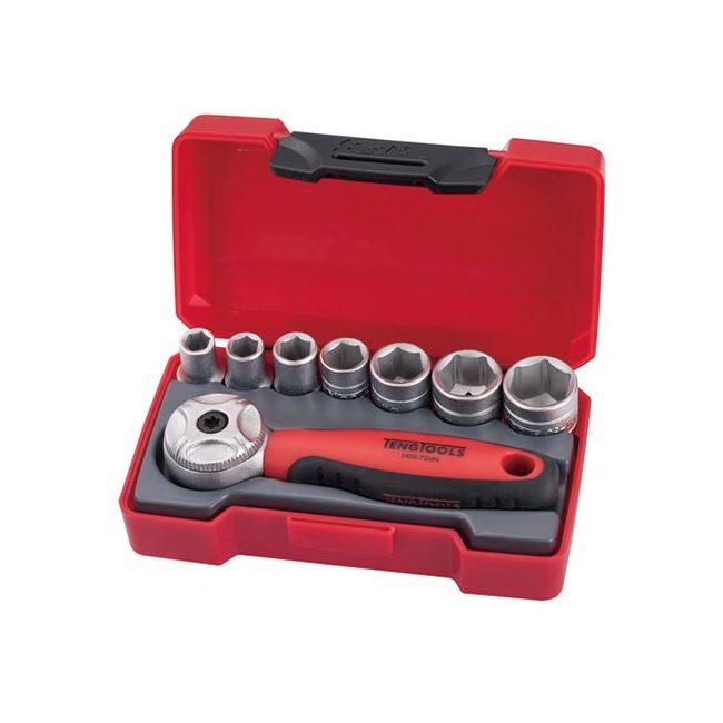 Teng 8PC 1/4" Drive Metric Socket Set W/Mini Ratchet TE-T1408