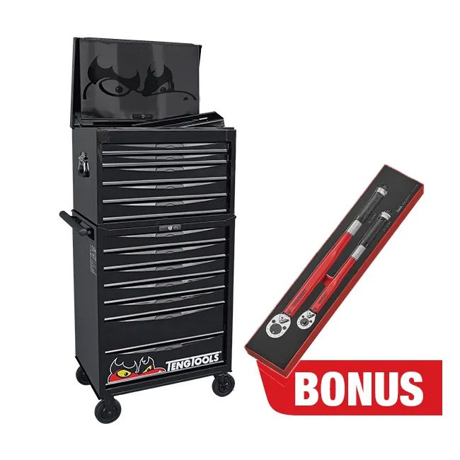 Teng 272PCE 26" 12 Drawer Stack Tool Kit EVA Trays Metric/Imperial - Black TE-TCM272EVANBK