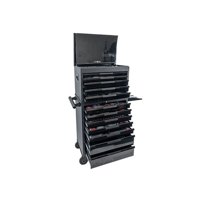 Teng 741PC 26" 12 Drawer Stack Metric & Imperial Tool Kit W/EVA Trays Black TE-TCMME741