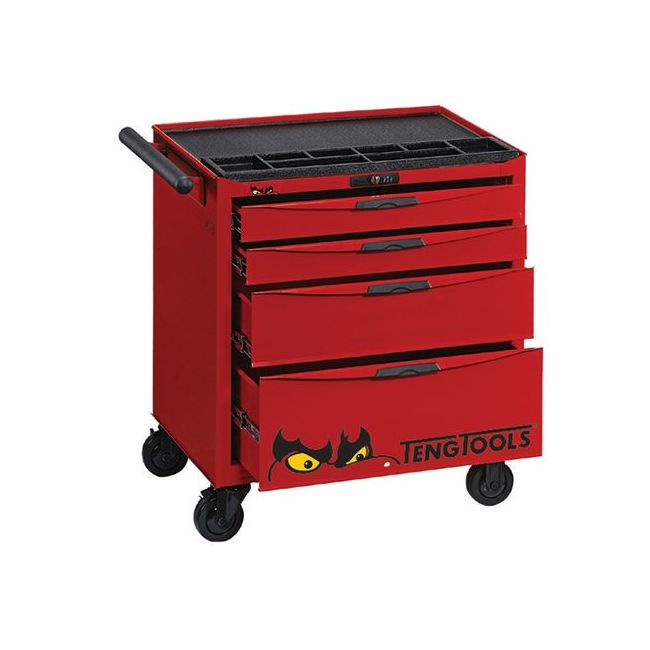 Teng 26" Pro Low Height Roll Cabinet 4 Drawers Red TE-TCW804N