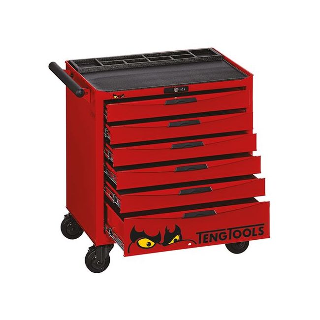 Teng 26" Pro Low Height Roll Cabinet 6 Drawers Red TE-TCW806N