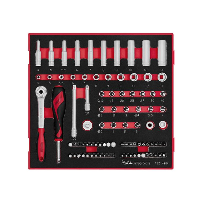 Teng 89PC 1/4" Dr Socket & Acc Set 4-13MM TE-TED1489
