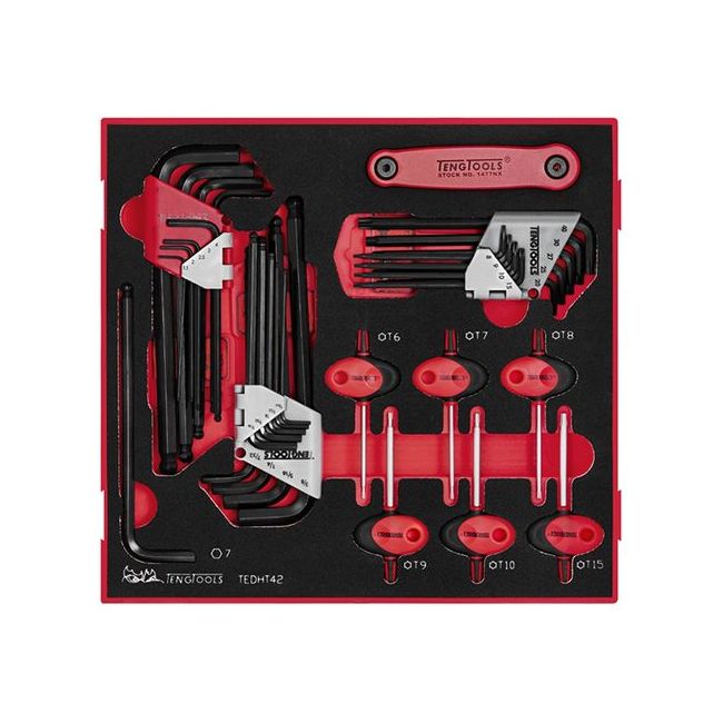 Teng 42PC Metric & AF Hex & TX Ball-End Key Set W/EVA Tray TE-TEDHT42