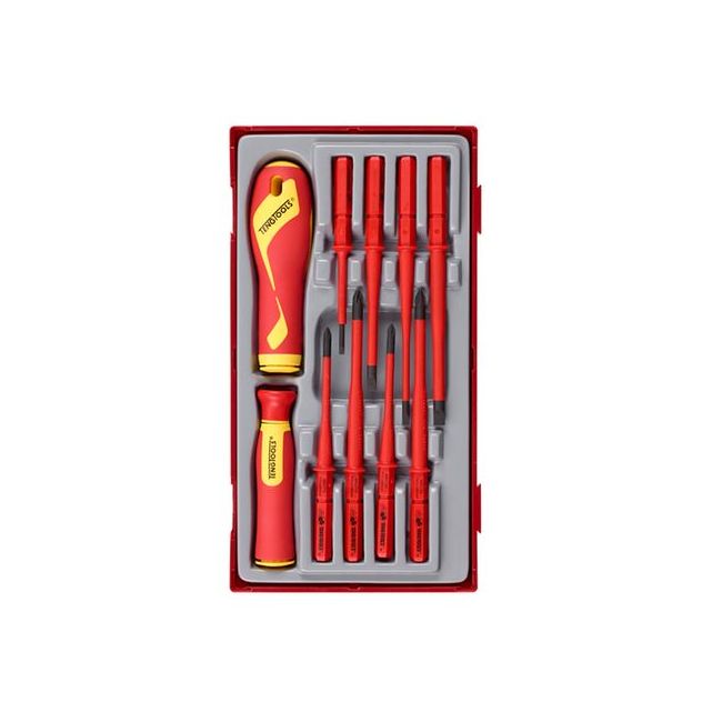 Teng 10PC 1000V Flat Phillips & Pozi Screwdriver Set W/TC Tray TE-TTV710N