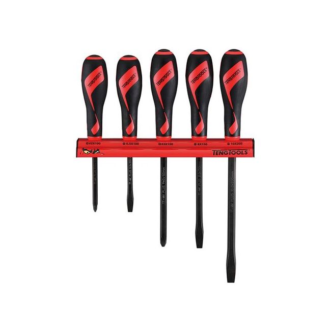Teng 5PC Power Thru Screwdriver Set W/Wall Rack TE-WRMDT05N