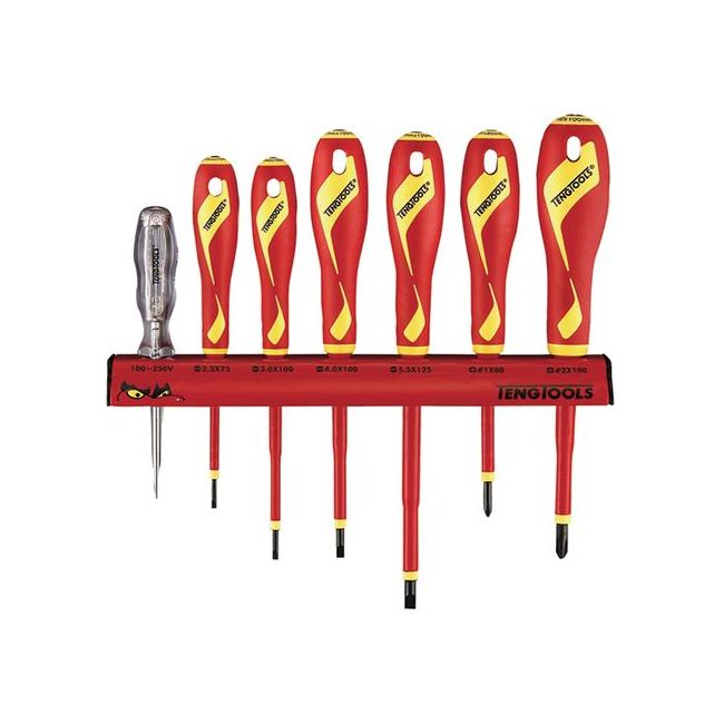 Teng 7PC 1000V VDE Screwdriver Set W/Wall Rack TE-WRMDV07N