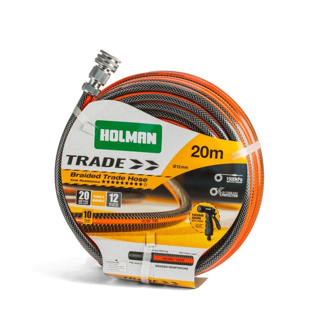 Holman 12mm 20m Trade Hose with Metal Fittings and Gun TH1220FG