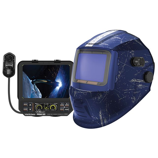 Weldclass PROMAX 680 Digital Welding Helmet Blue Retro Graphic WC-05345