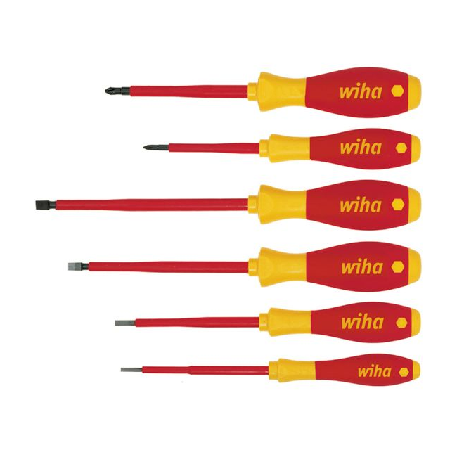 Wiha 6PC 1000V Insulated Screwdriver Set - Slotted & Phillips WH-00833
