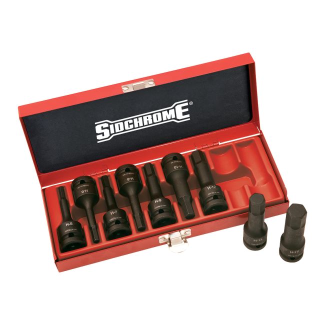 Sidchrome  9 Piece 1/2”Drive In-Hex Impact Socket Set – Metric XS4H09MT