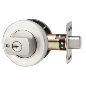 Lockwood 005 Double Cylinder Deadbolt Round Rose - Satin Chrome Pearl 005/B1SPDP