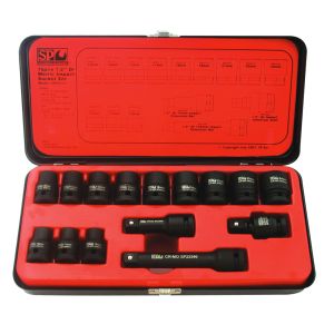 SP Tools 15PC 1/2"DR 6PT Metric Impact Socket Set SP20310