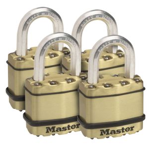 Master Lock Padlock 4 Piece 50mm Octagonal Boron Carbine Shackle M5BQAU