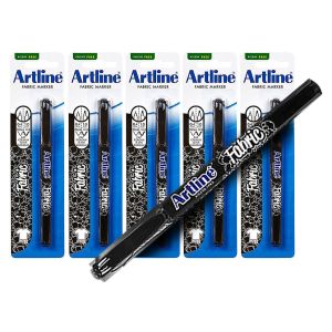 Artline EK-7541T Fabric Marker 6 Piece BLACK 0.4/1.0mm Nib Sizes